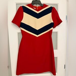 GUCCI Authentic dress  ❤️💙🤍 Red Chevron A-Line Dress with Navy & Cream Accents